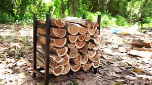 Firewood Rack, 2 FT Firewood Holder Steel Firewood Stand for Logs Stacking Aid, Fire Wood Rack Log Storage for Fireplace Indoor Outdoor