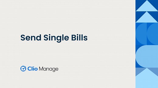 Send Single Bills in Clio Manage