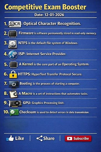 Computer general knowledge CompetitiveexamBooster notesUPSC,RRB,HSSC,SSC,Delhipolice,HSSCcet groupD