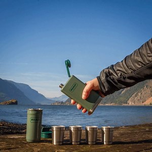 Stanley Adventure Stainless Steel Shots + 8oz Flask Gift Set Hammertone Green