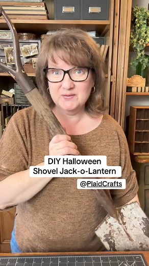 This simple DIY chalk paint transformation changed an old shovel into a welcoming Halloween Jack-O-Lantern with some rustic style! I hope you get a chance to try this project before the trick-or-treaters come your way! @PlaidCrafts Find us at: https://stan.store/WhimsyBarn Around here, we do mostly vintage. Come along on this crazy 365 day journey of vintage home decor goodness! This is our year to celebrate whimsy and wonder, along with a little for our journey! If you want to hang out with us,