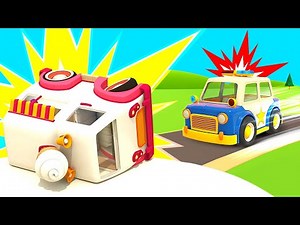 The ice cream truck is broken! Helper Cars on a mission. Police car save the day. Cartoons for kids.
