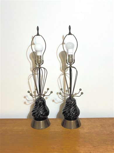 Pair of Retro Atomic Midcentury Table Lamps | MCM Table Lamps | Vintage 1950-1960s Retro Lamps | Midcentury Lighting - Etsy