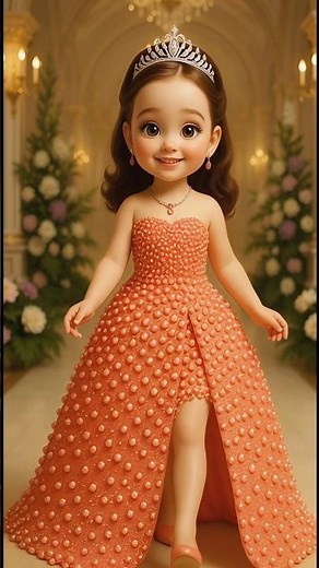 This Peach Princess Dress Is Going Viral in USA 🍑✨Confident Mini-Model Kids Runway #shorts