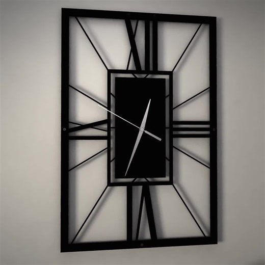 Rectangle Metal Wall Clock, Modern Home Decor, Silent Quartz, Oversized Classic Design - Etsy