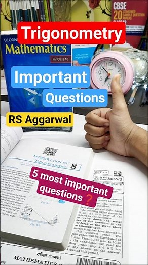Class 10 Trigonometry 5 most important repeated questions from RS Aggarwal book 🔥