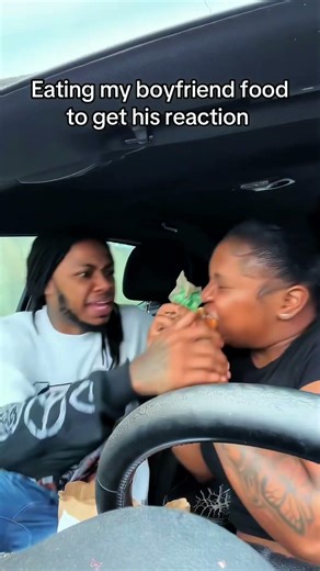Eat my boyfriend food and see his reaction 😂😂#couple #fyp