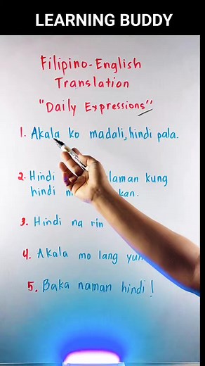 1.3M views · 29K reactions | Filipino-English Translation #anosaenglish #englishtranslation #translate #TagalogEnglish #tagalogtranslation #dailyexpressions #englishdailyexpression #learningbuddy #reelsfb #reelsvideo #reelsviral #tutorial | Learning Buddy | Facebook