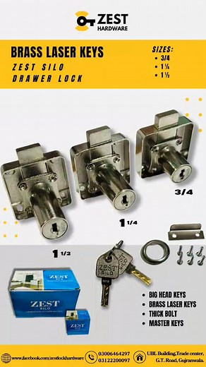 ZEST SILO DRAWER LOCK | ZEST Hardware Importer Gujranwala
