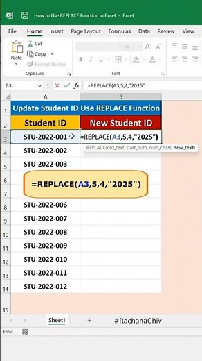 REPLACE Function in Excel || Excel Tips & Trick || #excel #shorts #excelbasic