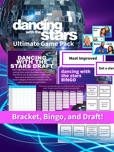 Dancing With the Stars 2025 Party Game Pack- Bracket, Bingo, and Draft - Etsy