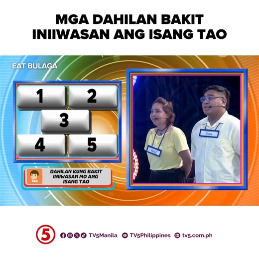 Kapag nakita mo siya, biglang kaliwa ang liko mo… bakit nga ba? Ano ang mga dahilan ng pag-iwas? ‘Gimme 5’ na, mga Kapatid! #EatBulagaTV5 #TVJonTV5 WEEKDAYS | 12NN SATURDAYS | 11:30AM #HaponChampionTV5 | TV5
