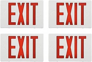 4 Packs LED Exit Sign, Emergency Exit Light with Battery Backup, Double Face, 90 minutes -UL 924, AC 120/277V, Damp Location, Hardwired Red Letter Exit Lights for Business Indoor.