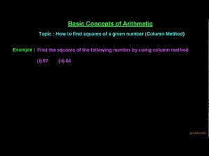How to find squares of a given number (Column Method) - Squares and square roots - Math Lessons