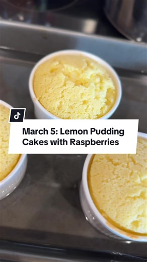 Lemon Pudding Cakes with Sugared Raspberries Recipe