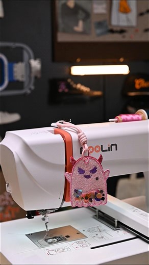 Just finished this adorable devil charm on my PooLin embroidery machine! It’s sparkly, bold, and totally one of a kind — perfect for your bag or keychain. Would you rock a cute little devil like this?👀 #poolinembroiderymachine #embroiderymachine #KeychainCrafts #customembroidery #halloweendiy | Poolin Embroidery Sewing Machine