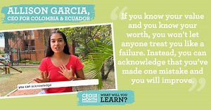 Do you ever feel like a failure? Don't worry, even CEOs make mistakes! Allison Garcia learnt this valuable piece of advice from her experience shadowing a CEO in Colombia & Ecuador. #CEOforOneMonth #InTheSpotlight | Adecco CEO for One Month