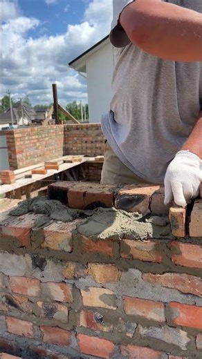 Professional Brick Wall Masonry 🔥 #construction #diy