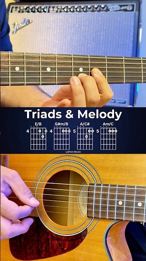 Triads & Melody | E/B → G♯m/B → A/C♯ → Am/C | Guitar Chord Progression #Shorts