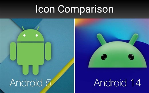 Android 5 vs Android 14 图标对比