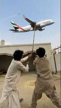 Madness at its peak: stopped an airplane with a rope!#shorts
