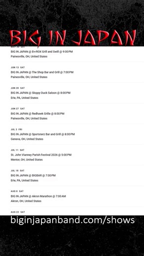 *2026 SHOWS* Still adding more shows and festivals, so keep checking biginjapanband.com/shows for updates! | BIG IN JAPAN