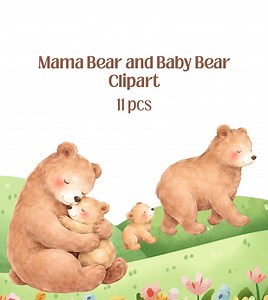 Mama and Baby Bear Watercolor Clipart (SVG PNG PDF) - Etsy