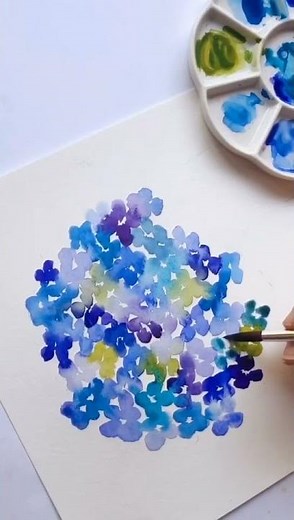 How to paint a watercolor hydrangea flower