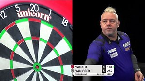 𝗪𝗥𝗜𝗚𝗛𝗧 𝗪𝗜𝗡𝗦 Peter Wright certainly not at his best there as he comes through a deciding leg, defeating Berry van Peer 6-5! Watch 📺 bit.ly/PDCSubscribe Results ➡️ bit.ly/PC3Latest | Professional Darts Corporation