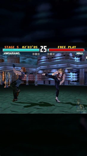 Nina's reaction after seeing Hwoarang's Taekwondo skills #Tekken3highlights