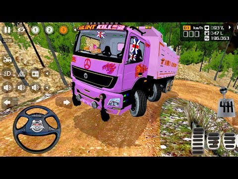 12 Wheeler Sand And Stones Transporter Bharat Benz Truck Driving In Offroad | Bussid Game Mod