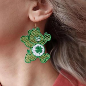 FSL Good Luck Bear Earrings Embroidery Designs Instant 3 Size Download - Etsy
