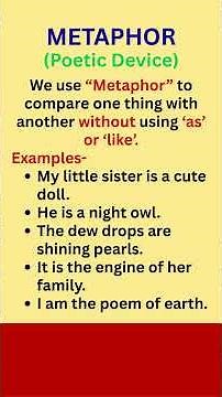METAPHOR, Poetic Device/Literary Device/Figure of Speech #trending #viralshort