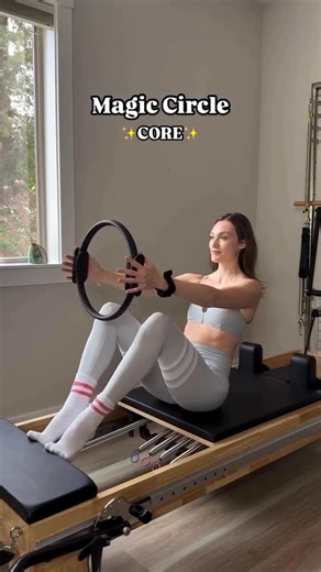 Pilates by Ashley on Instagram: "More magic circle burn 😝 Challenging you to stick with your breath when it gets spicy.. 🌶️ One yellow spring is all you need!"