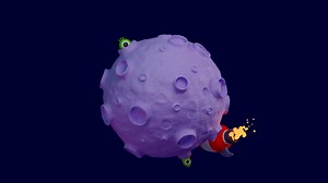 3D animation rocket around alien planet, 3d render
