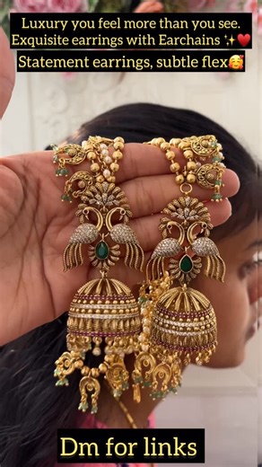 Sparkle and Glow on Instagram: "Stunning Jhumukas with Earchains Let your ears to the talking!! wedding season sale get 15% discount on sitewide Clearance Sale Get 20-50% discount on 10k+products Get Free Gift Above 10k Get Free Shipping above 5k &20k(Domestic& International) Get 7% discount on First Order Visit website to place your order, link in the bio www.sparkleandglow.co.in Note: We don’t take orders from any other Instagram pages or WhatsApp numbers other than 9900359707. Please WhatsApp