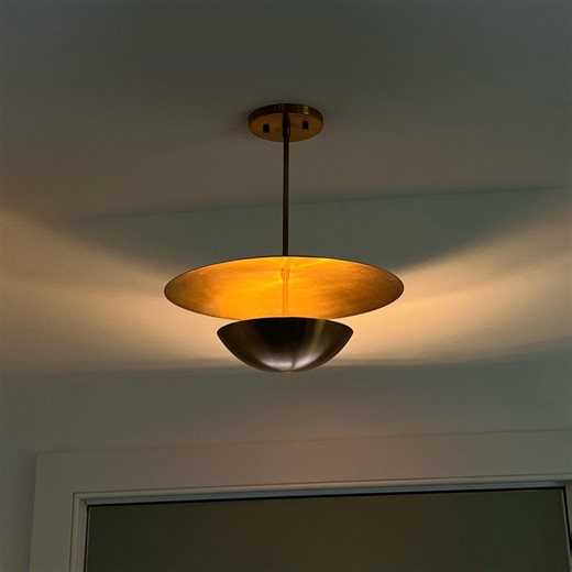 Brass Dome Chandelier: Mid-century Modern Pendant Light - Etsy