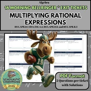 MULTIPLYING RATIONAL EXPRESSIONS - Algebra Morning Bellringer / Exit Tickets