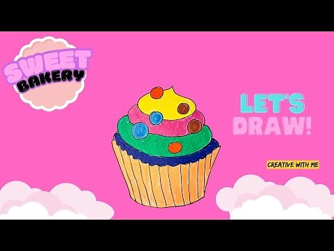 How to draw Cupcake for Kids | Step by step | CUPCAKE DRAWING EASY