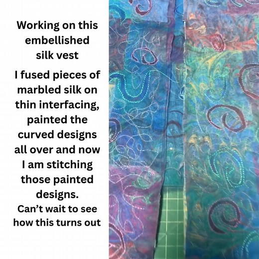 New silk embellished vest is On the Sewing Table this week ... follow my page to see the finished piece! | Marling Originals | Facebook