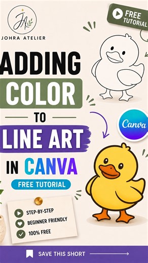 How to Add Color to Line Art in Canva | Free Tutorial #shorts #canva #freetutorial