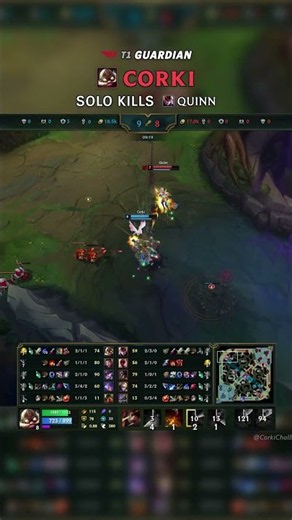 (T1 Guardian) Corki SOLO KILLS Quinn | KR Challenger Patch 26.17 #shorts