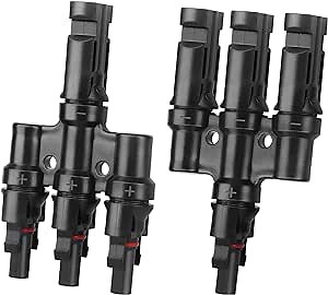 Solar Panel Connectors T Branch Connectors Cable Splitter Coupler 1 Male to 3 Female and 1 Female to 3 Male IP67 Waterproof for Parallel Connection Between Solar Panels (1 Pair)