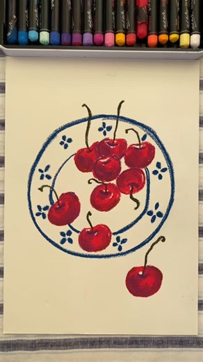The Joy Journey on Instagram: "Cherry cherry ladies and gentlemen 🍒 #reels #fyp #cherry #oilpastel #drawing #art #therapy #cute #relax"