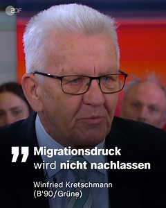 Der Migrationsdruck in der Welt werde nicht nachlassen, im Gegenteil, er werde steigen, sagt Winfried Kretschmann, Ministerpräsident von Baden-Württemberg (Grüne). Angesichts einer größer werdenden Zahl von Konflikten ergänzt Kretschmann: "Wir müssen uns darauf einrichten." | ZDF heute