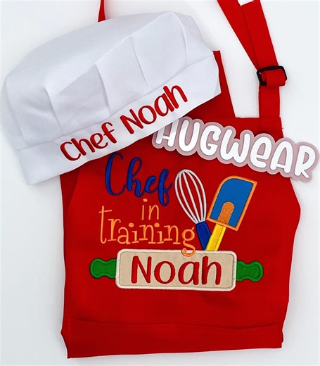 Embroidered Custom Kids Chef in Training Apron: Personalized With Name and Chef Hat - Etsy