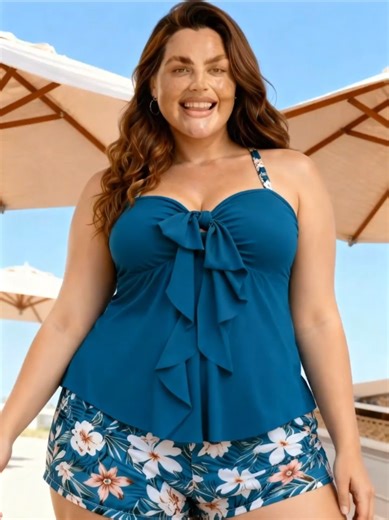 Conjunto Tankini Plus Size #look #plussize #creatorsearchinsights #praia #vestidos