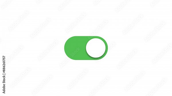 Modern Neumorphism-style toggle button. An animation of a toggle switch that changes from off to on, switching color from grey to green when clicked. Concept of modern user interface design Stock Video