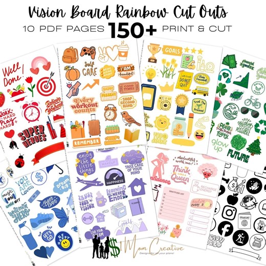 Vision Board Cut Outs, Vision Board Icons, Clipart, Vision Board Party Print and Cut - Etsy