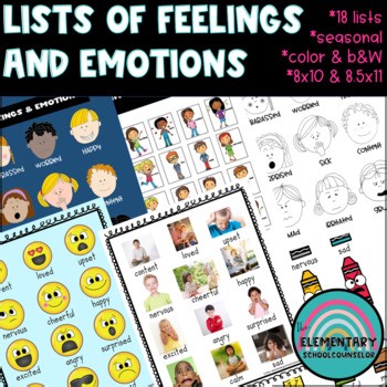 List of Feelings and Emotions | Feelings Chart for School Counselors